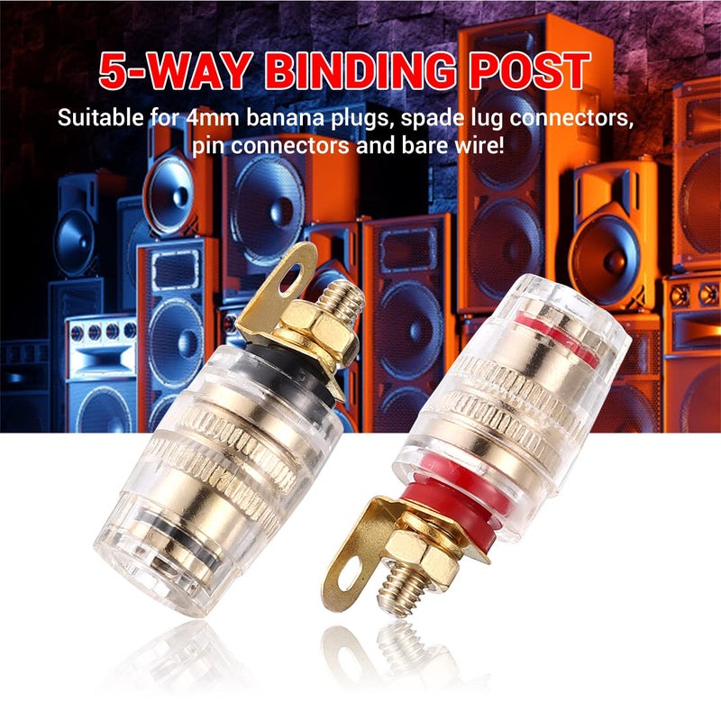 Facmogu 2 Pairs Mini Gold Plated Insulated 5-Way Binding Post Banana Plugs 4mm, 24K Gold Plated Sold Brass Amplifier Speaker Terminal Binding Post Banana Jack, Black & Red - Short - Image 5